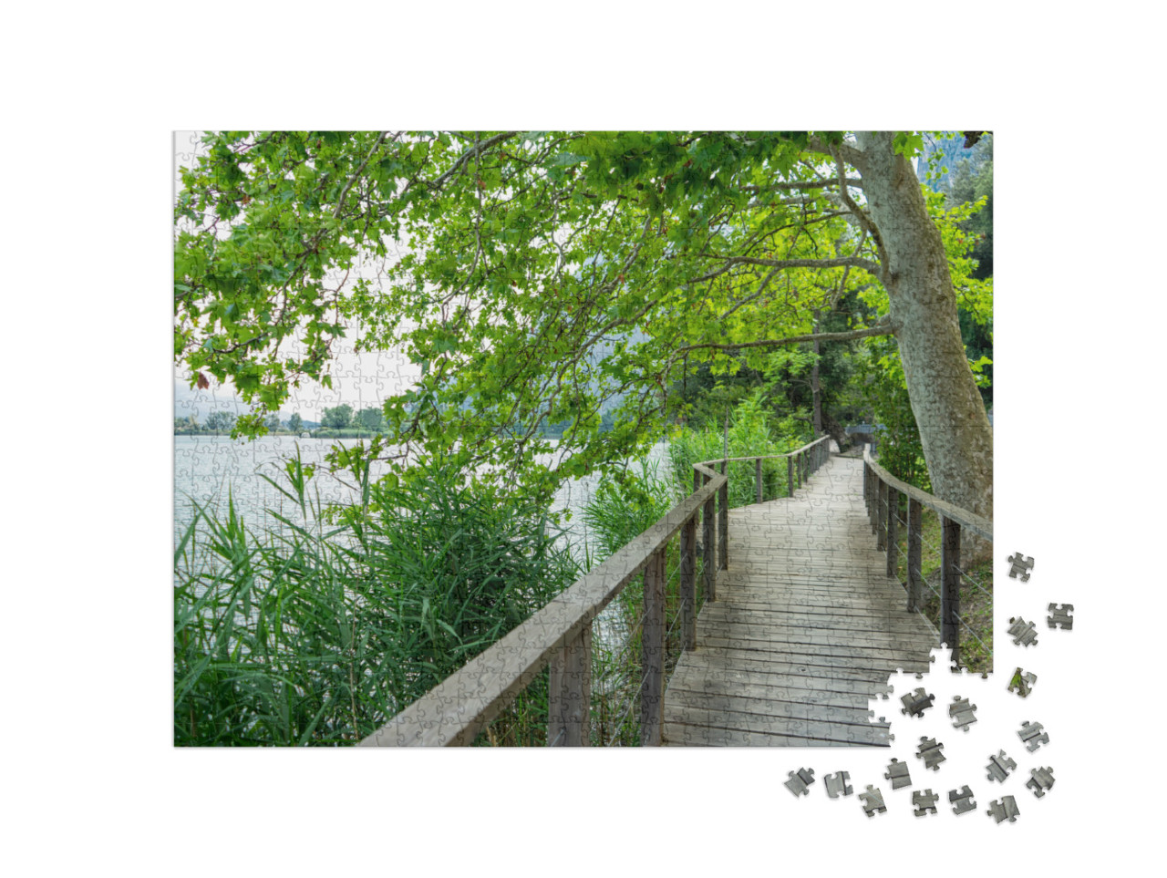 Puzzle 1000 pezzi „Italia, Toblino ,vista del lago e del castello toblino“