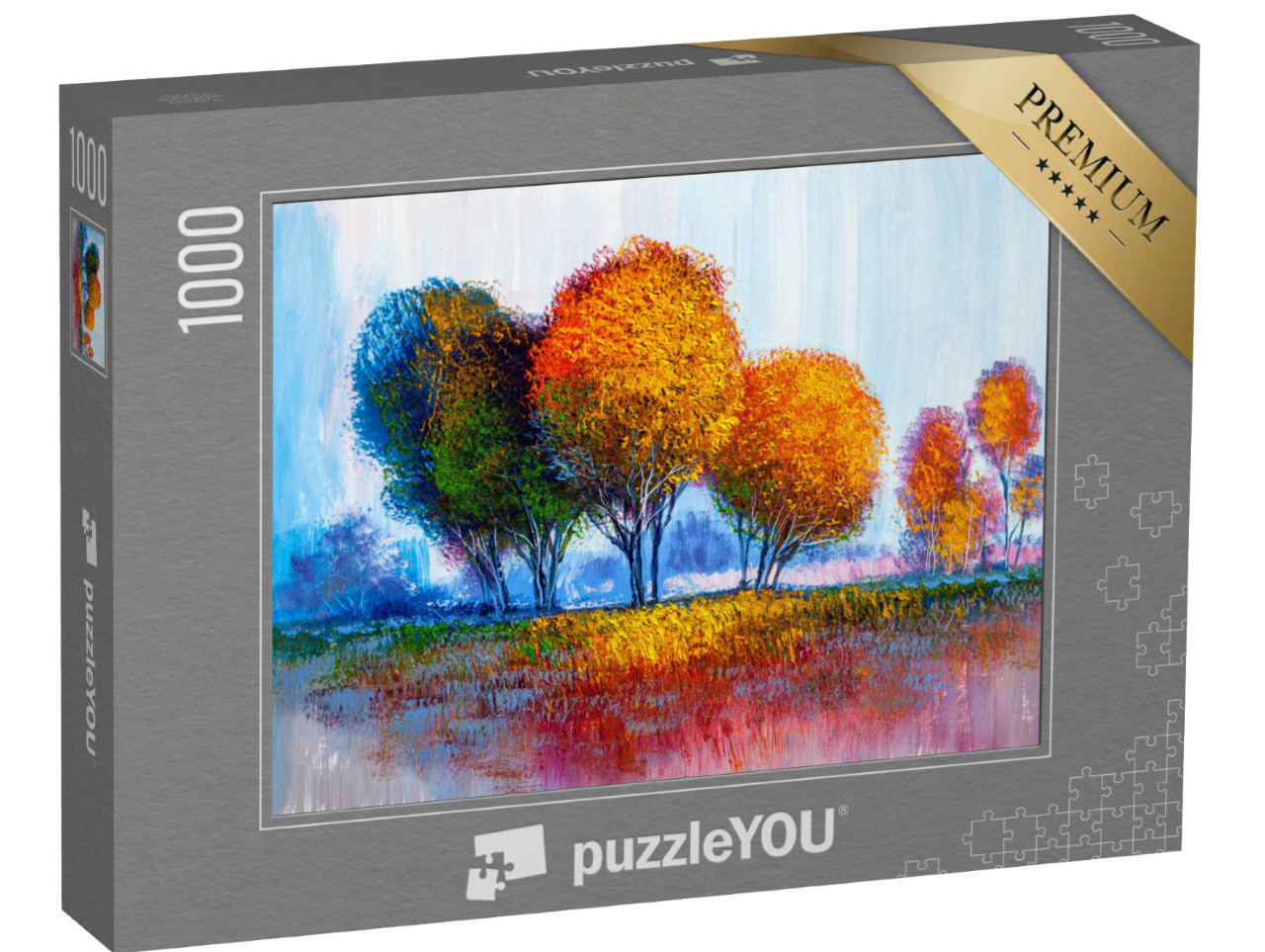 Puzzle 1000 pezzi „Pittura a olio Paesaggio con alberi“