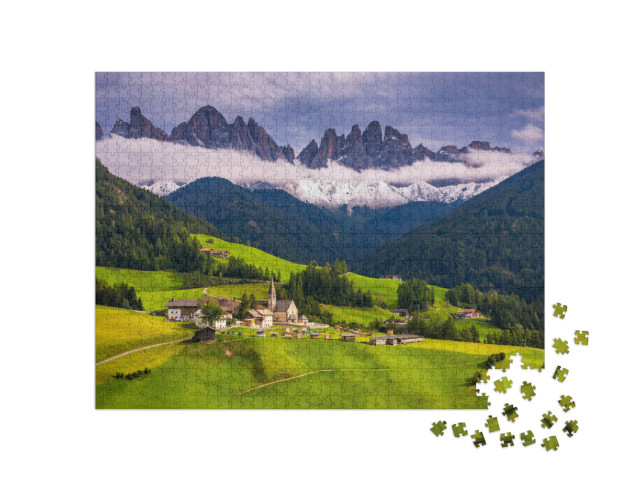 Puzzle 1000 pezzi „Il paese di Santa Maddalena nella Val di Funes, in Alto Adige“