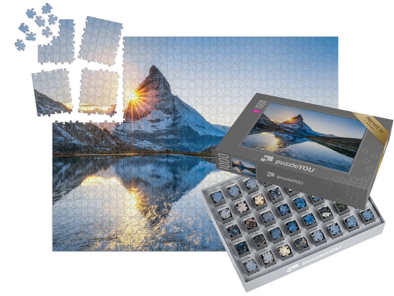 SMART SORTED® | Puzzle 1000 pezzi „Riffelsee e Cervino nel Canton Vallese, Svizzera“