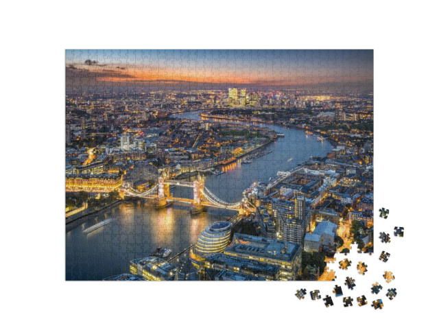 Puzzle 1000 pezzi „Lo skyline di Londra con il Tower Bridge al tramonto“