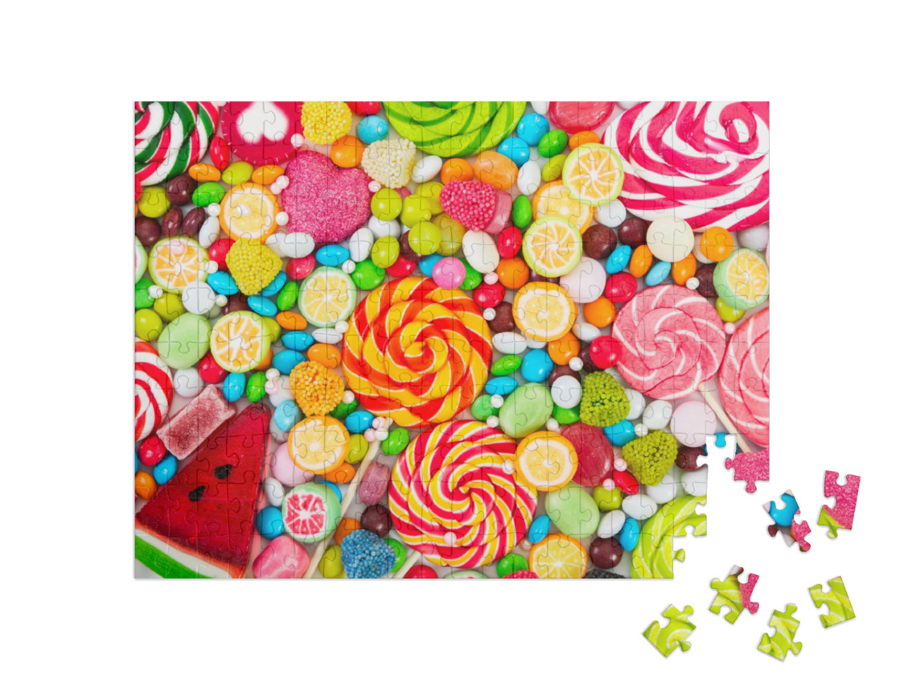 Puzzle 200 pezzi „Lecca-lecca colorati e caramelle rotonde“