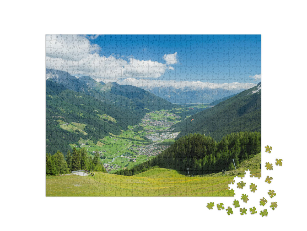 Puzzle 1000 pezzi „Vista sulla verde Valle dello Stubai“