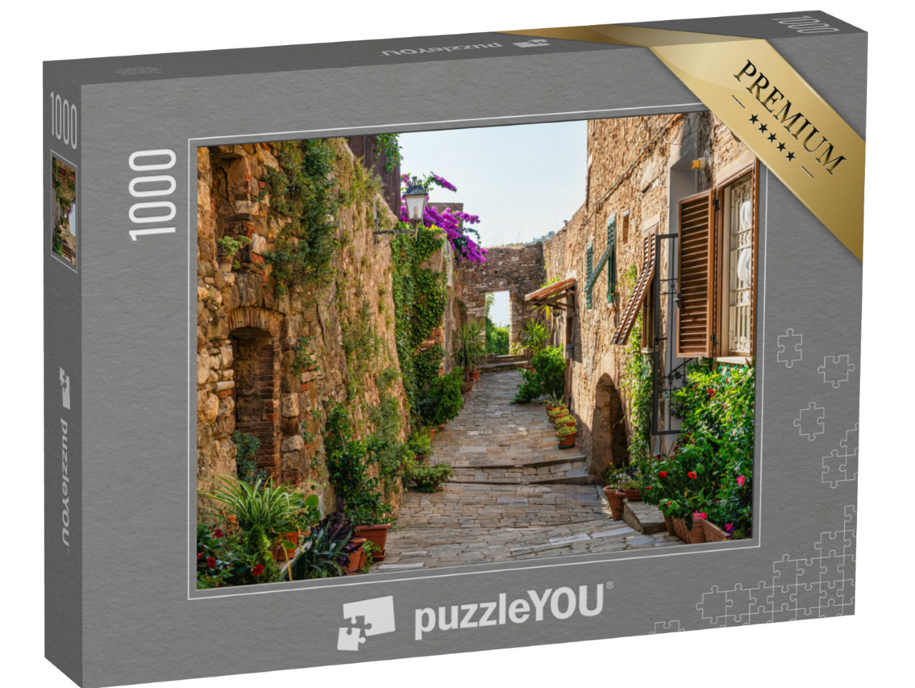 Puzzle 1000 pezzi „Vista pittoresca nel borgo di Campiglia Marittima, nella regione Toscana“