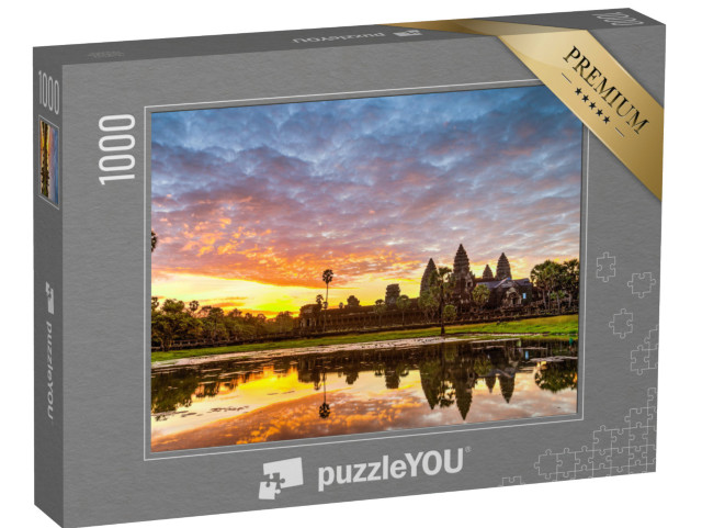 Puzzle 1000 pezzi „Silhouette di Angkor Wat all'alba, Cambogia“