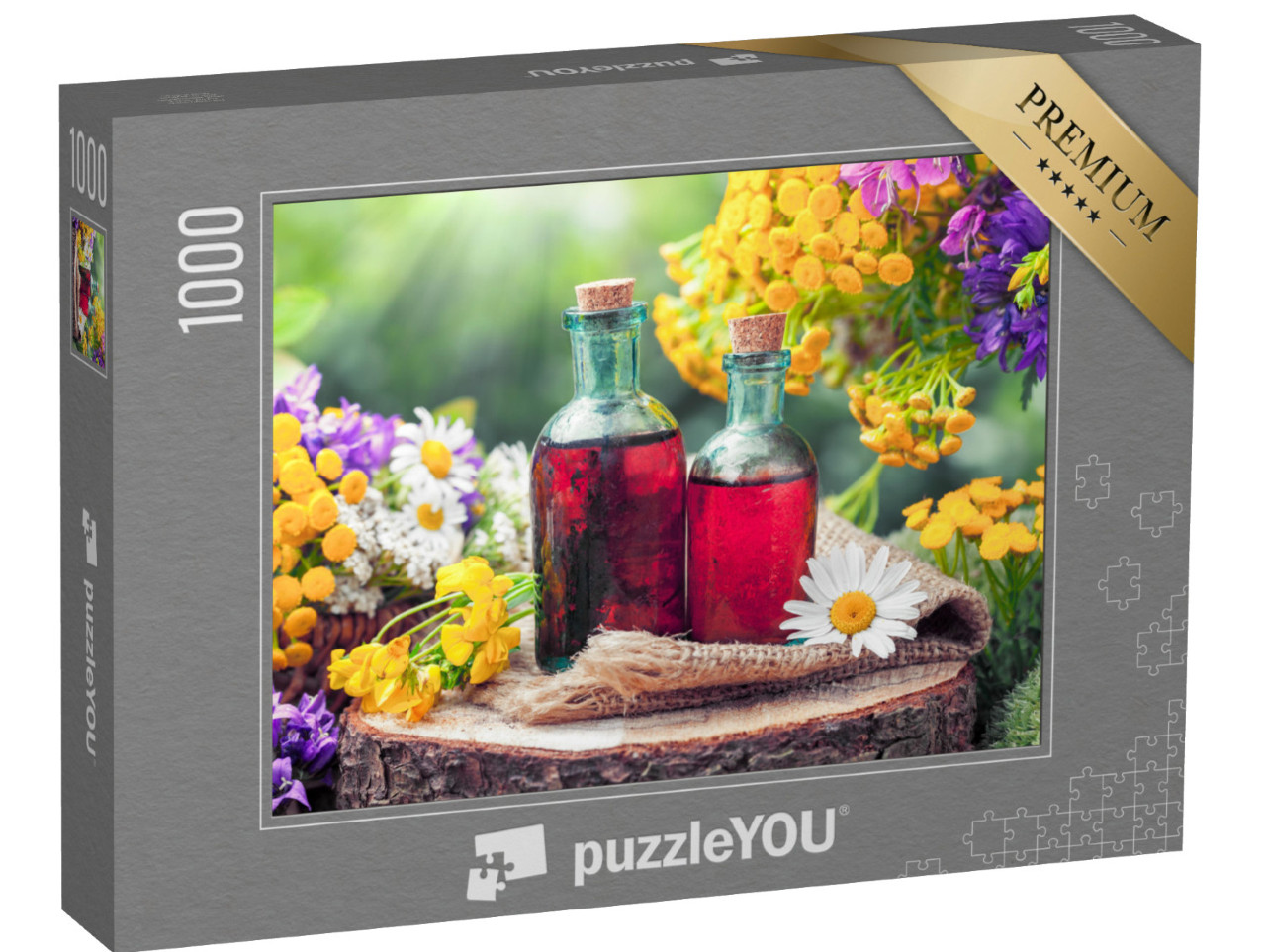 Puzzle 1000 pezzi „Tinture a base di erbe medicinali e fiori selvatici“