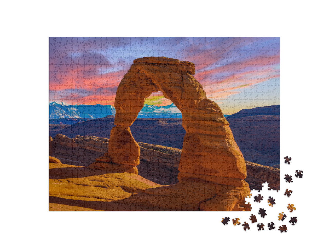 Puzzle 1000 pezzi „Tramonto sul parco nazionale di Arches nello Utah“