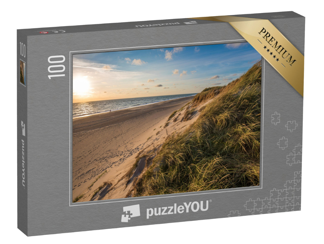 Puzzle 100 pezzi „Spiaggia del Mare del Nord, costa dello Jutland, Danimarca“