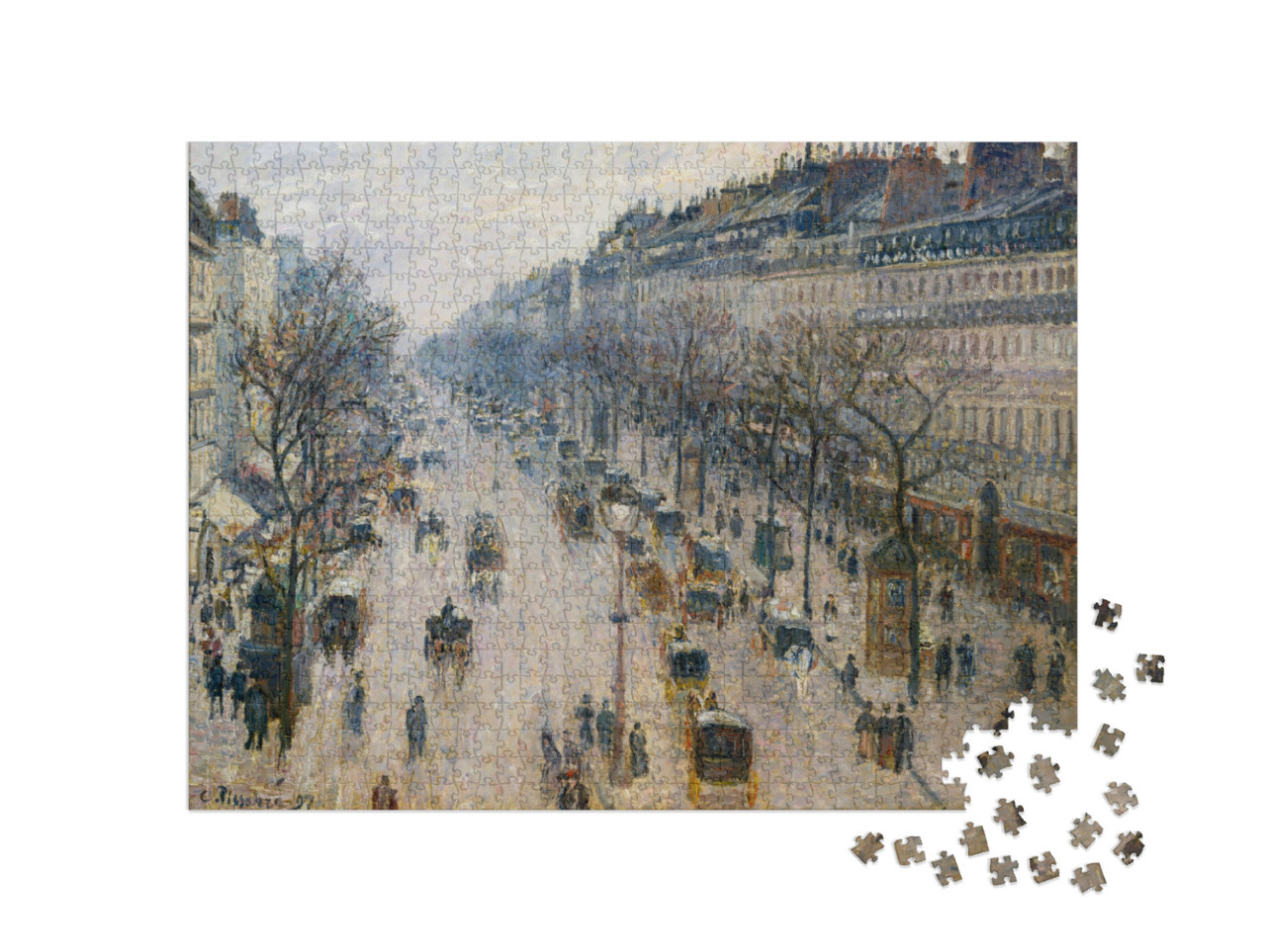 Puzzle 1000 pezzi „Camille Pissarro - Il boulevard Montmartre in una mattina d'inverno“