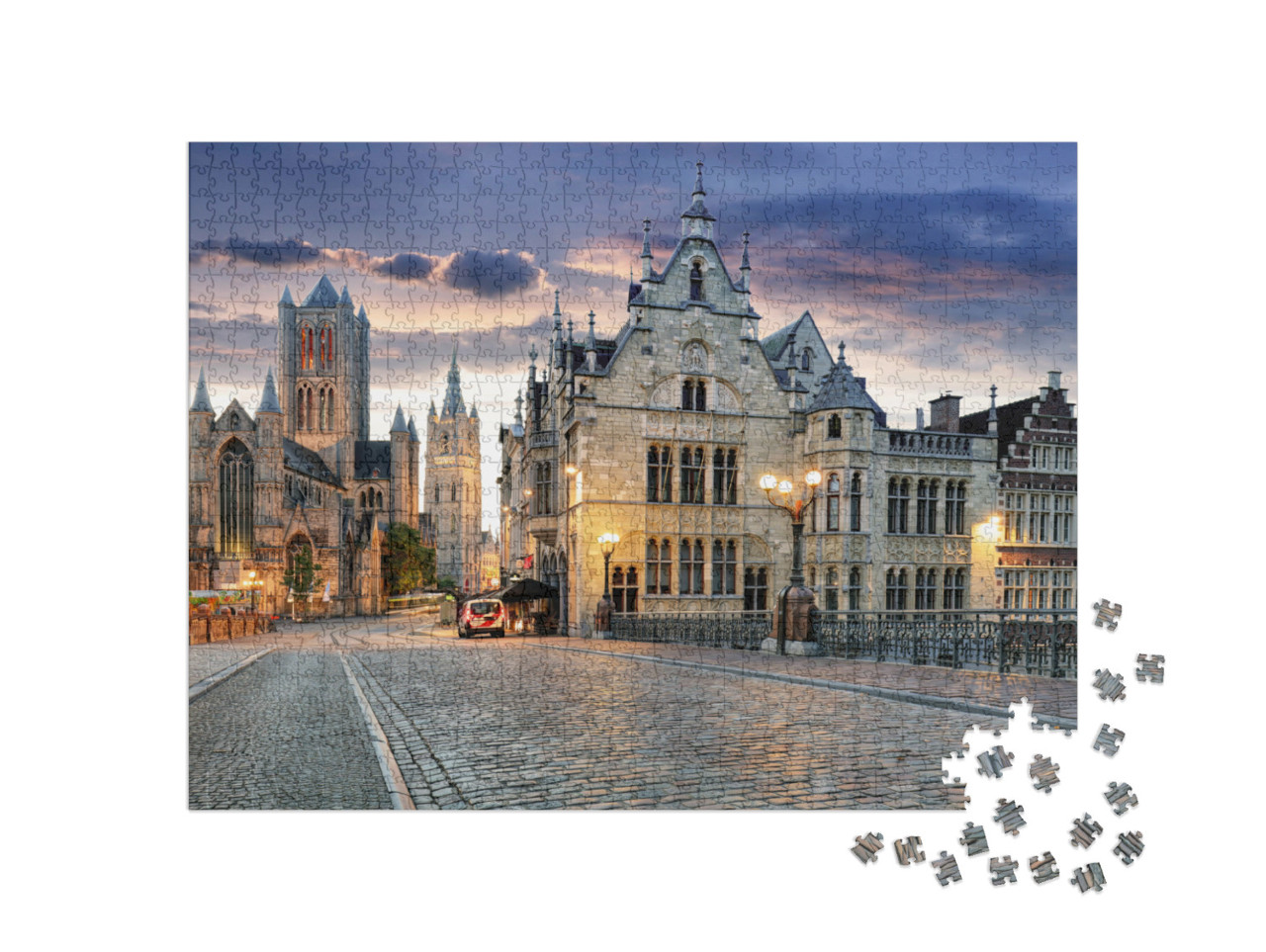 Puzzle 1000 pezzi „Crepuscolo a Gand, Belgio“