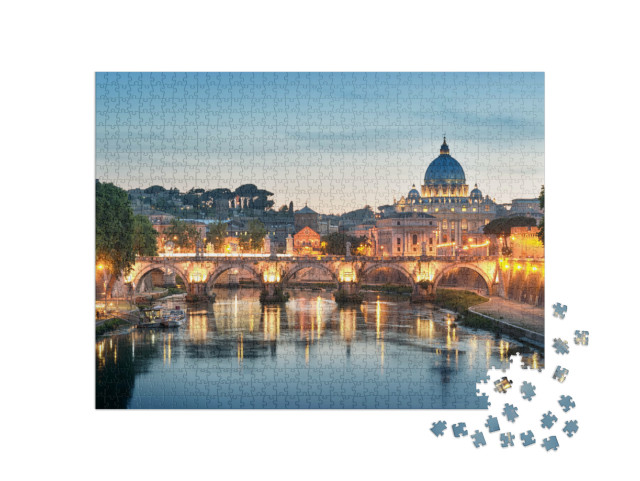 Puzzle 1000 pezzi „Foto notturna del fiume Tevere, Roma“