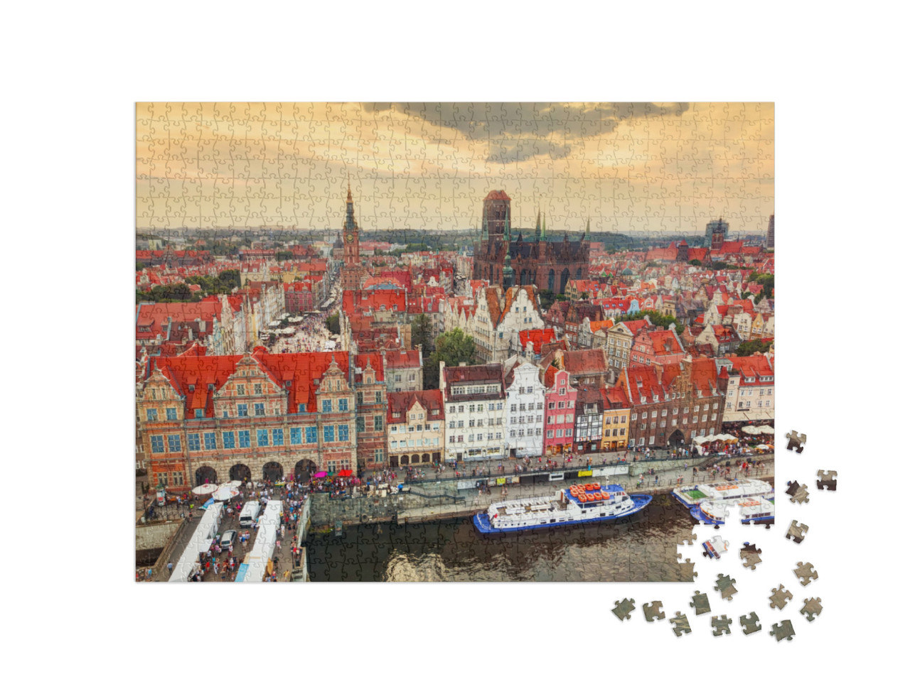 Puzzle 1000 pezzi „Panorama del centro storico di Danzica, Polonia“
