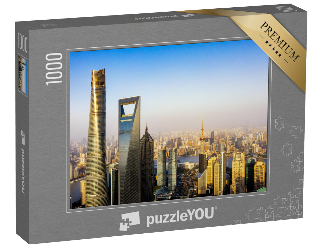 Puzzle 1000 pezzi „Pudong con il fiume Huangpu, Shanghai, Cina“