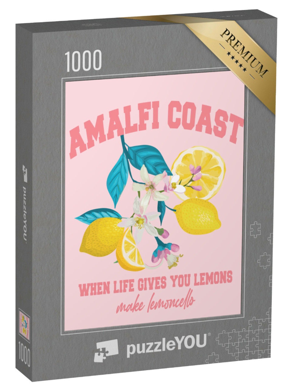 Puzzle 1000 pezzi „limone italia sicilia amalfi slogan trendy grafica artwork stampa design“