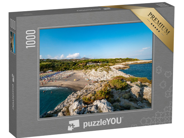 Puzzle 1000 pezzi „La spiaggia di Capogrosso sul Mar Tirreno, vicino a Marina di Camerota, Campania, Italia“