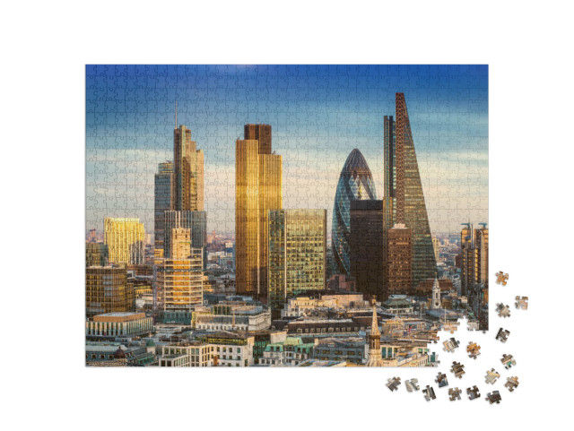 Puzzle 1000 pezzi „Quartiere degli affari con i famosi grattacieli, Londra, Inghilterra“