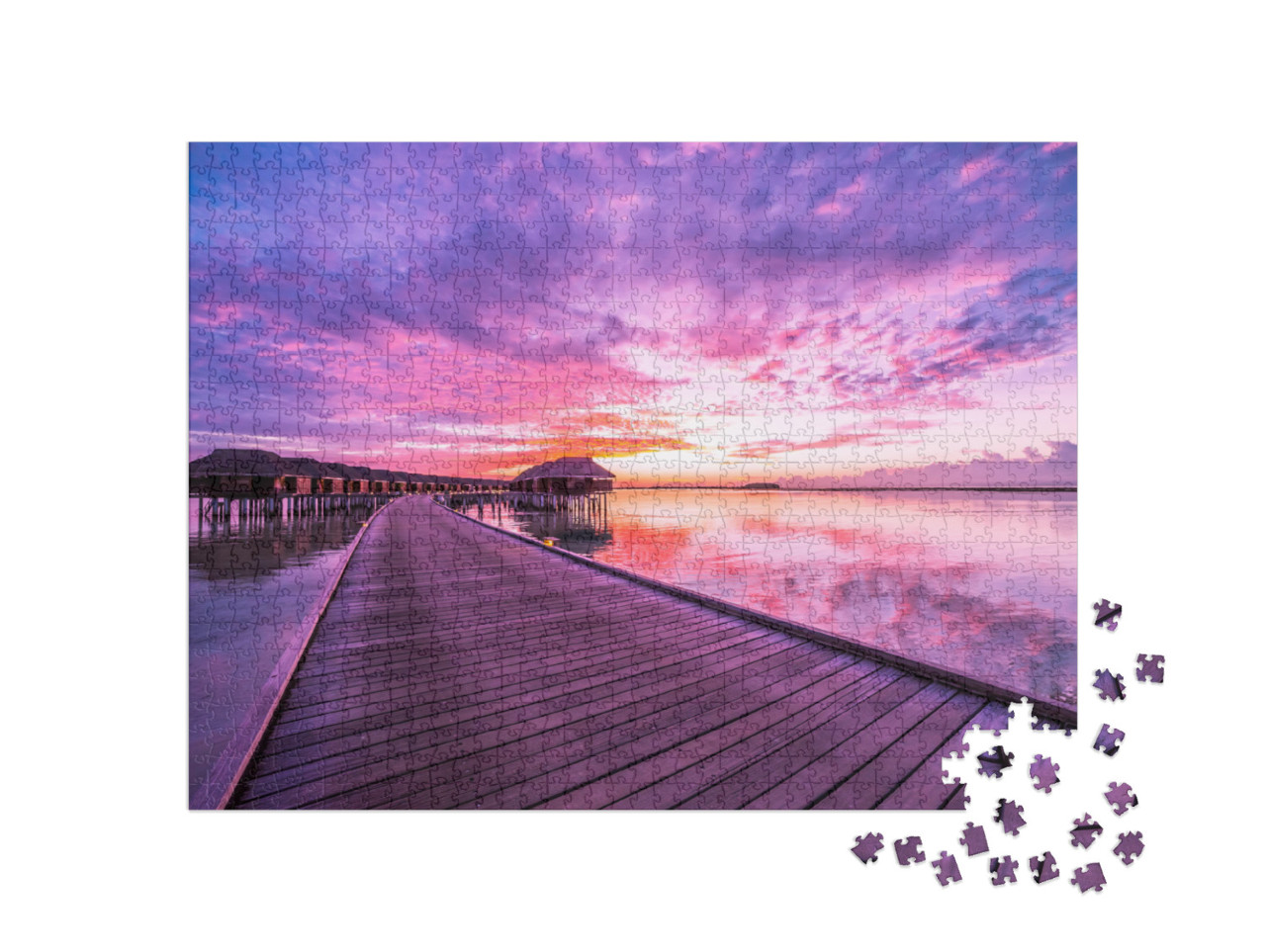 Puzzle 1000 pezzi „Tramonto mozzafiato alle Maldive“