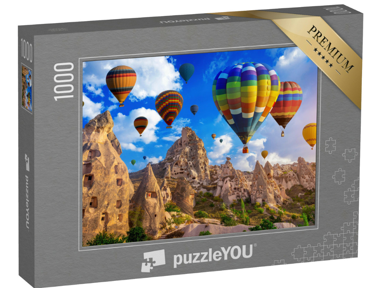 Puzzle 1000 pezzi „Spettacolare: mongolfiere sulla Cappadocia in Turchia“