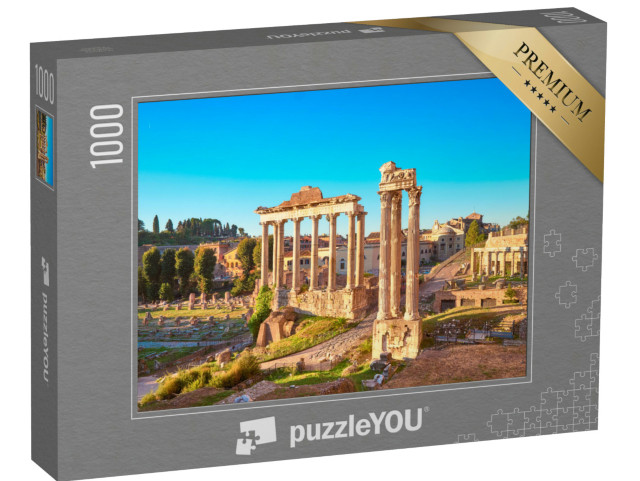 Puzzle 1000 pezzi „Immagine panoramica del Foro Romano all'alba, a Roma, Italia“