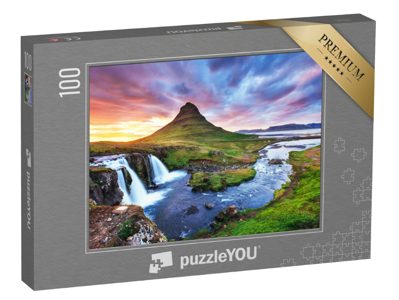 Puzzle 100 pezzi „Tramonto sul monte Kirkjufell, Islanda“