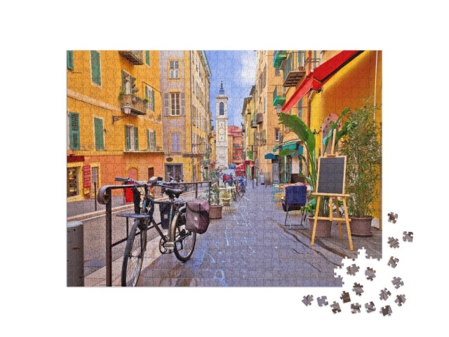 Puzzle 1000 pezzi „Strade colorate: Architettura di Nizza, Francia“