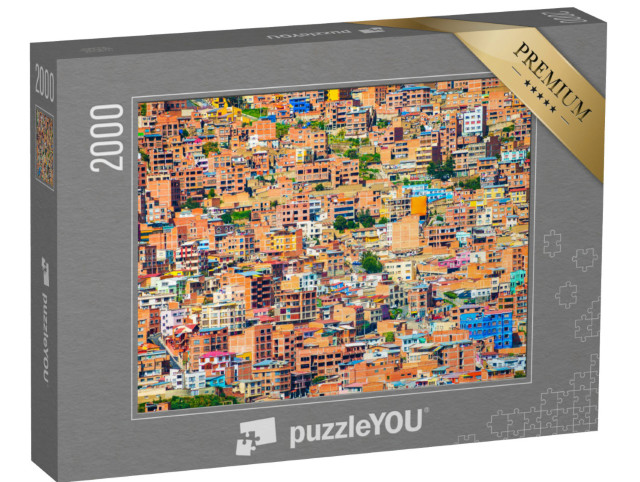 Puzzle 2000 pezzi „Case tradizionali boliviane sulle colline di La Paz, Bolivia“