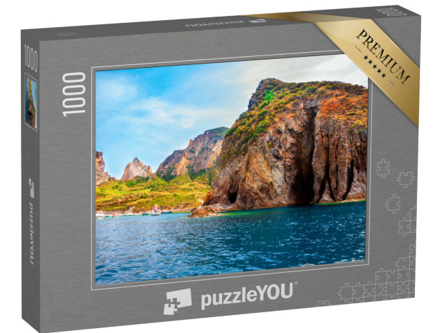 Puzzle 1000 pezzi „Spiagge e grotte dell'isola di Palmarola, Ponza. Luoghi famosi di Ponza e dell'Italia. Costa di Ponza“