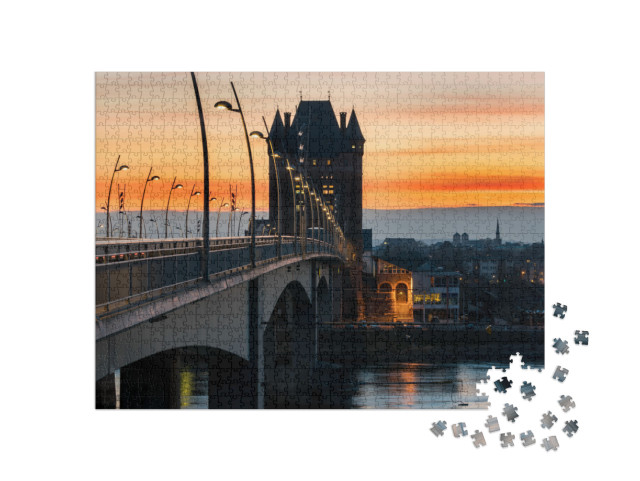 Puzzle 1000 pezzi „Il ponte sul Reno a Worms al tramonto“