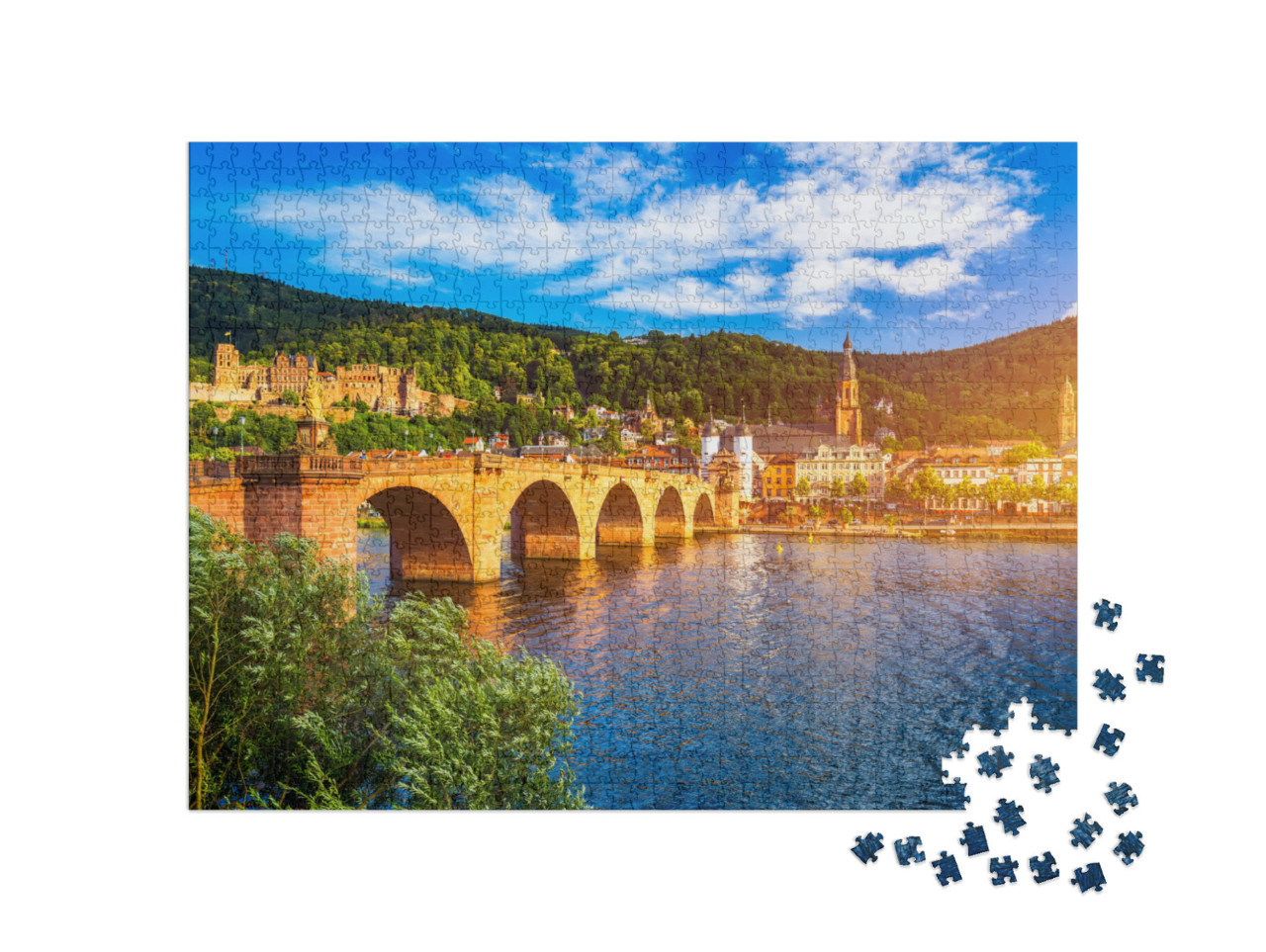 Puzzle 1000 pezzi „La bella città di Heidelberg con il Neckar, Germania“
