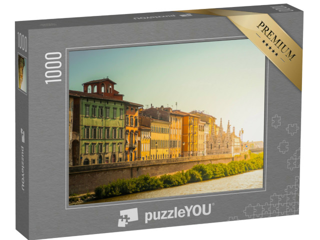 Puzzle 1000 pezzi „Pisa, Italia. Vista della vecchia strada e del fiume Arno con la chiesa di Santa Maria della Spina.“