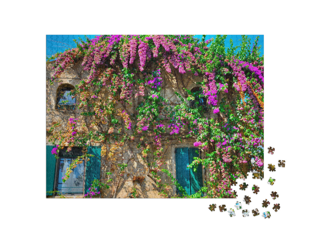Puzzle 1000 pezzi „bougainvillea a Sirmione lago di Garda Italia“