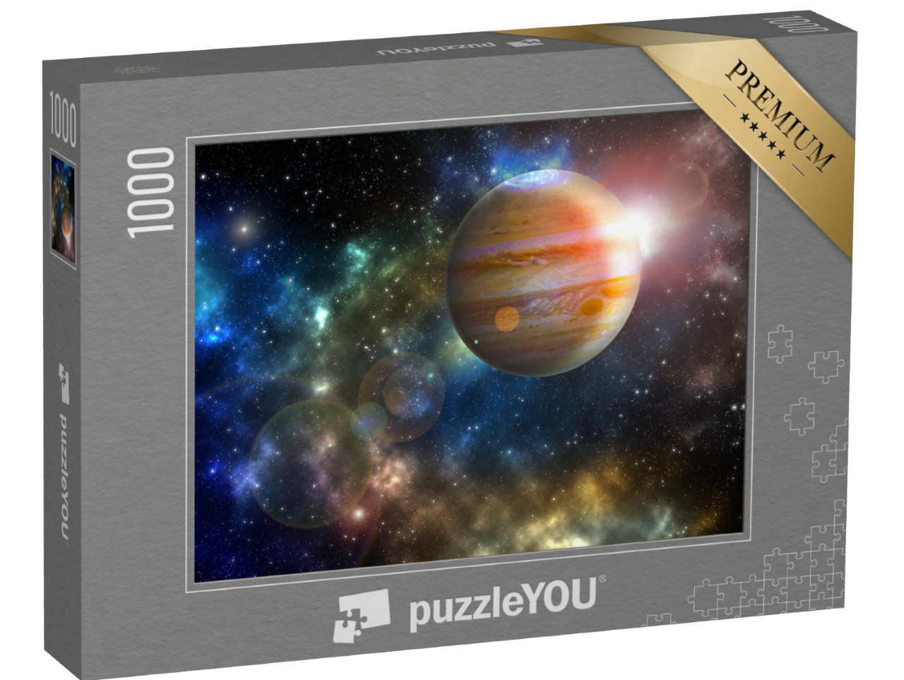 Puzzle 1000 pezzi „Il pianeta Giove in un universo colorato di stelle“