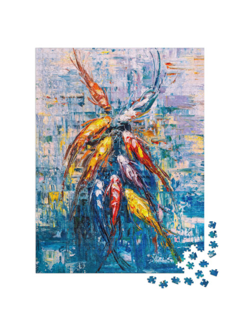 Puzzle 1000 pezzi „Pittura a olio: carpa Koi“