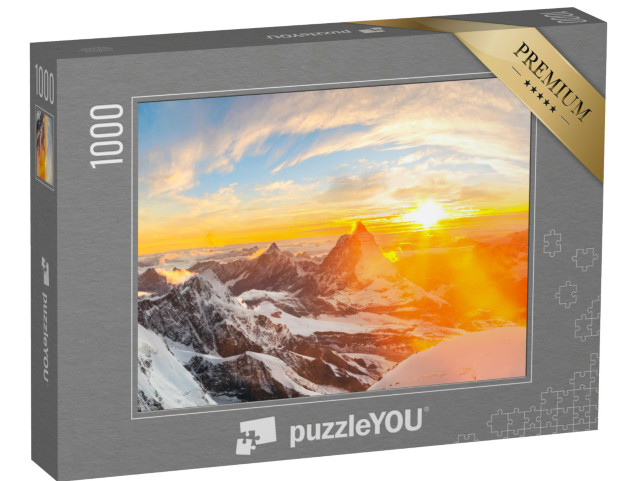 Puzzle 1000 pezzi „Tramonto sulle cime svizzere e sul Cervino“