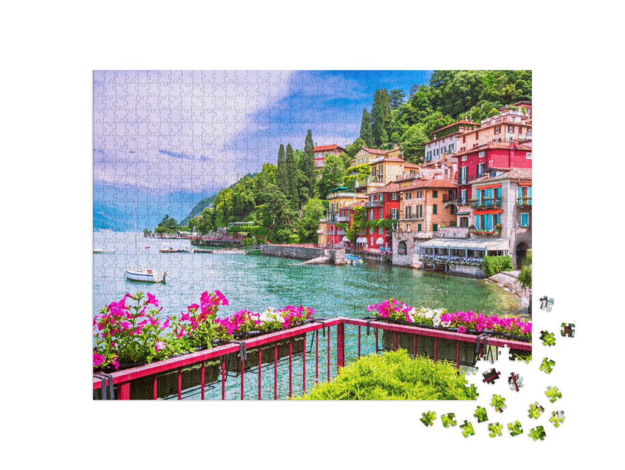 Puzzle 1000 pezzi „Varenna, Lago di Como - Vacanze in Italia vista sul lago più bello d'Italia, il Lago di Como, Lombardia.“