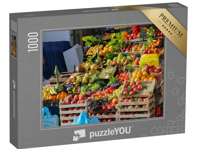 Puzzle 1000 pezzi „Il variopinto mercato di Capri al mattino“