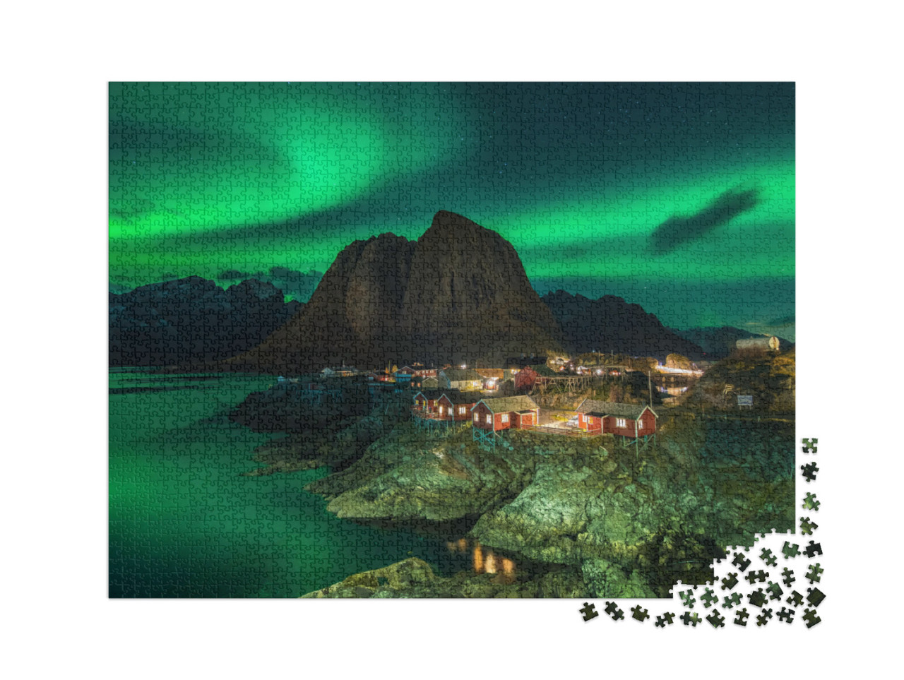 Puzzle 2000 pezzi „Splendida aurora boreale in Norvegia“