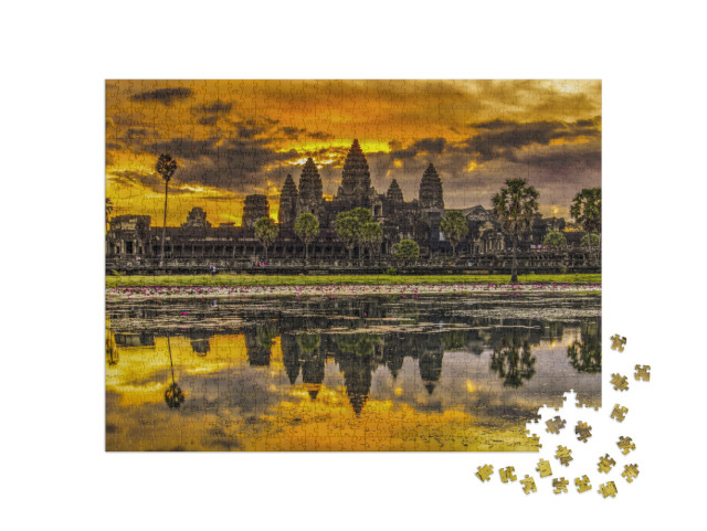 Puzzle 1000 pezzi „Alba su Angkor Wat, Cambogia“