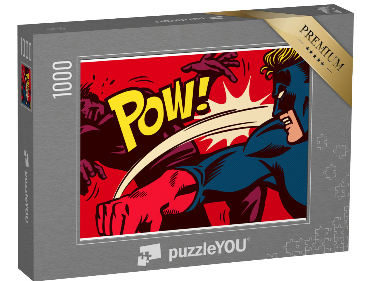 Puzzle 1000 pezzi „Stile fumetto pop art: supereroe contro supercattivo“