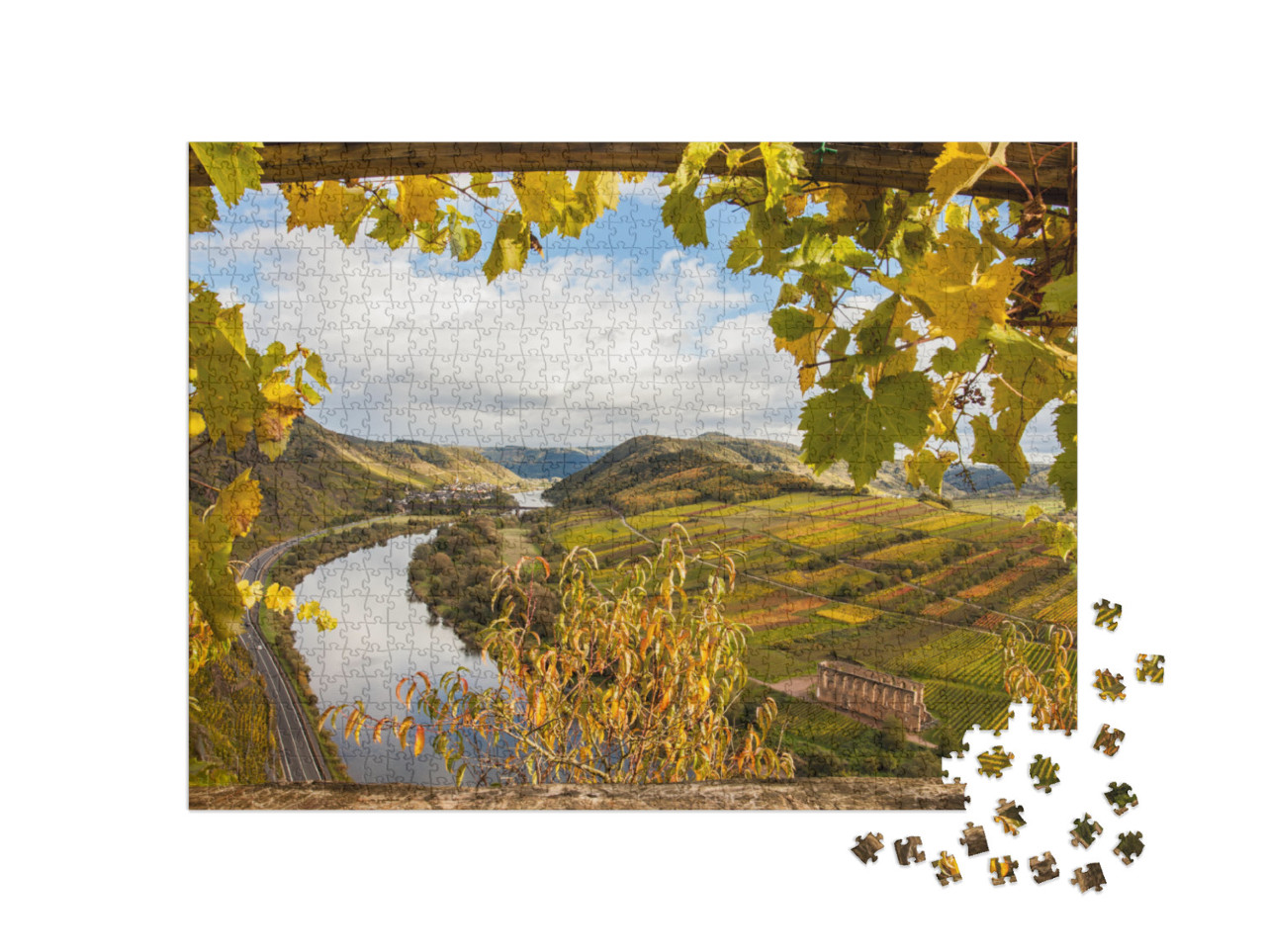 Puzzle 1000 pezzi „Vigneti dorati: la Mosella in autunno, Germania“