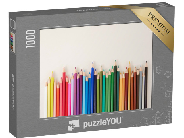 Puzzle 1000 pezzi „Matite colorate su sfondo bianco“