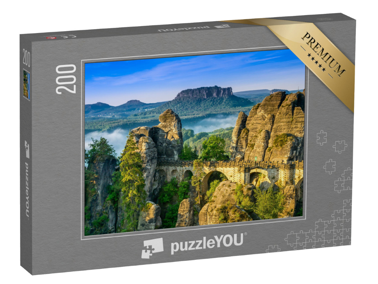 Puzzle 200 pezzi „Alba al Bastei nella Svizzera sassone, Germania“