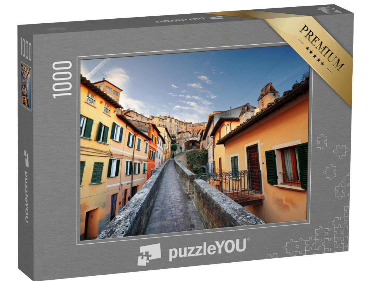 Puzzle 1000 pezzi „Perugia, nella medievale via dell'Acquedotto al mattino“