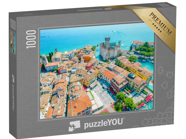 Puzzle 1000 pezzi „Castello della Rocca Scaligera a Sirmione, Lago di Garda, Italia“