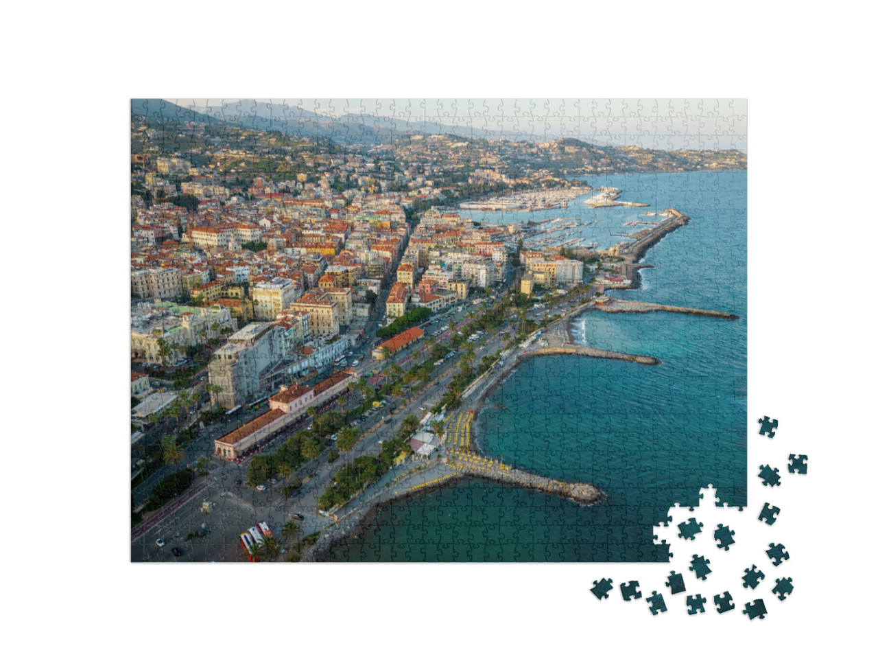 Puzzle 1000 pezzi „Aerea di Sanremo, Liguria Città costiera italiana famosa per il suo festival musicale“
