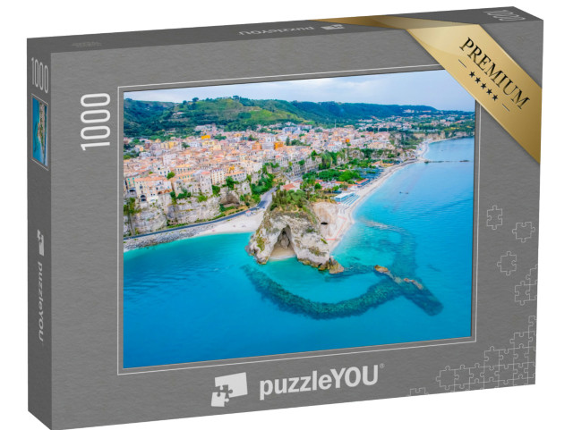 Puzzle 1000 pezzi „Tropea: Chiesa di Santa Maria dell'Isola. Monastero e costa con acqua azzurra e cristallina“