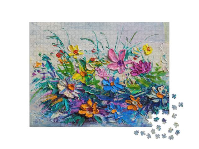 Puzzle 1000 pezzi „Stile impressionista: bouquet di fiori selvatici“