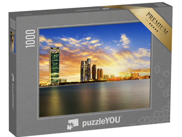 Puzzle 1000 pezzi „Panorama di Abu Dhabi di notte, Emirati Arabi Uniti“