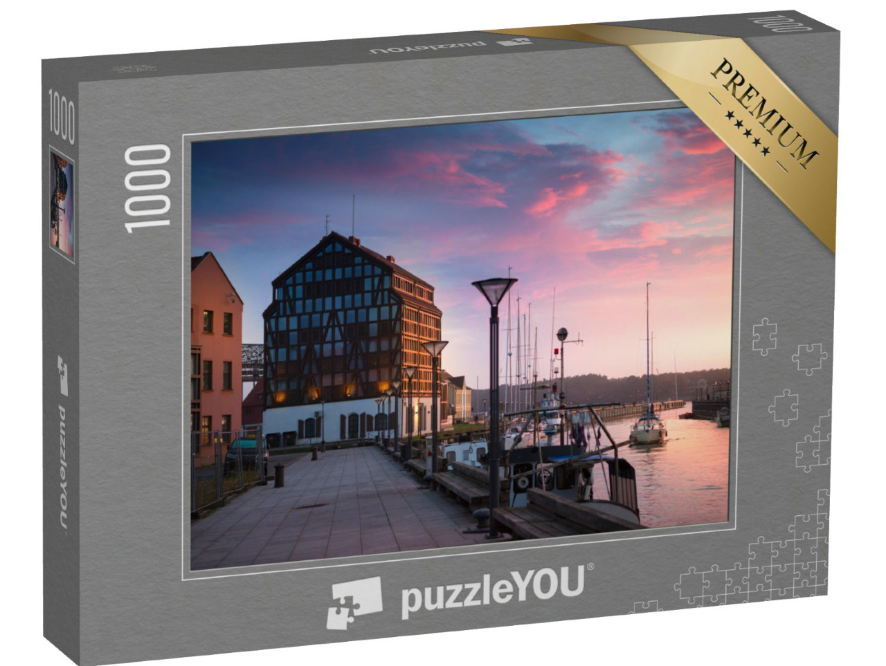 Puzzle 1000 pezzi „Tramonto nel porto di Klaipeda, Lituania“