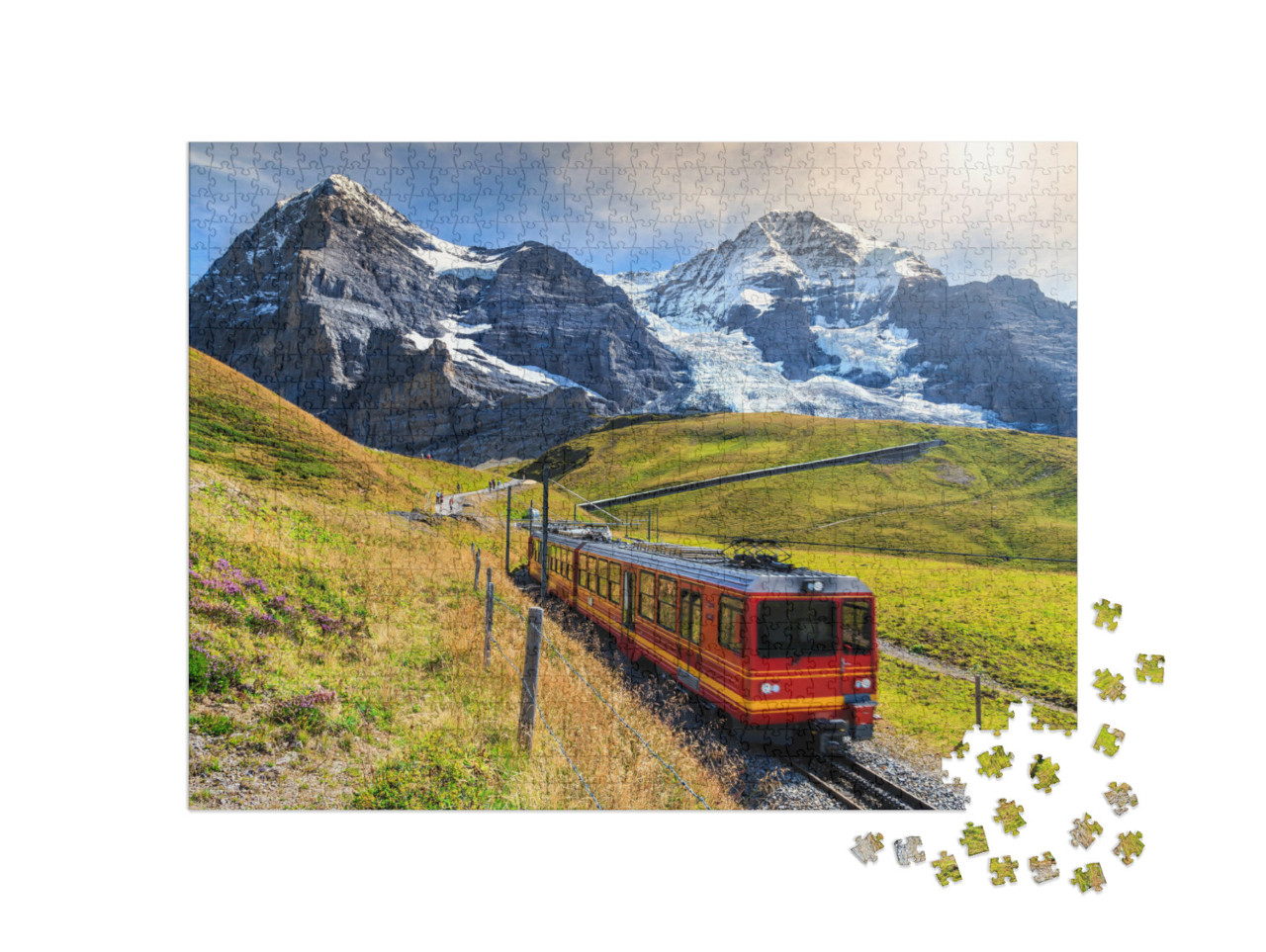 Puzzle 1000 pezzi „Ferrovia della Jungfrau nell'Oberland Bernese, Svizzera“
